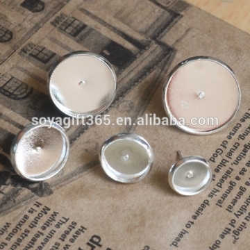 8-16mm Silver Plated Round Cabochon Bezels Tray Settings Earrings Blank Base