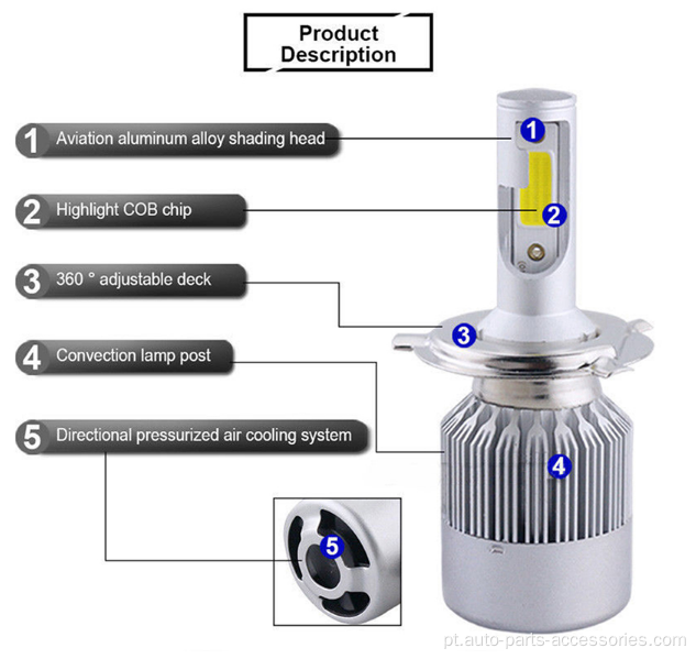 Automóvel Novo Kit 6000K H4 C6 3800LM 36W