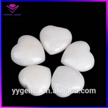Milk White Loose Glass Gems Opaque Heart Crystal Cabochons