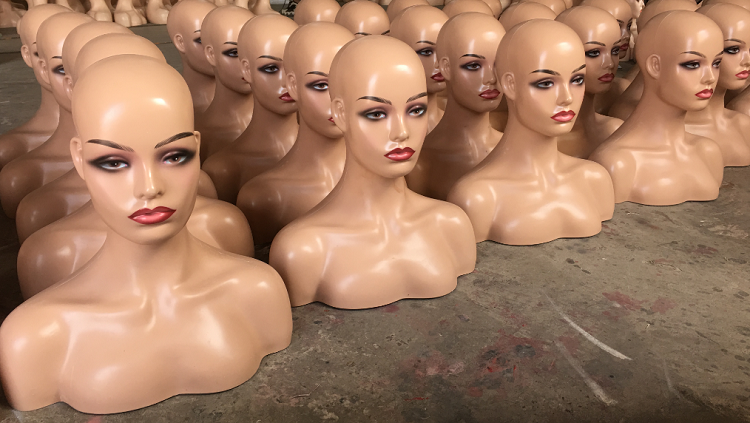 Pvc Half Body Fashion Mannequin Head Display With Shoulders For Makeup Jewelry Wigs Display Wholesale