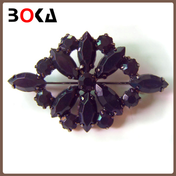 hotselling black stone floral acrylic garment metal brooch