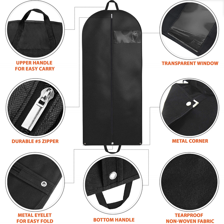 Custom Luxury Cloth Dustproof cover, Non Woven Garment Bag For Wedding Dress, Suit Dress Garment Dustproof Cover Bag