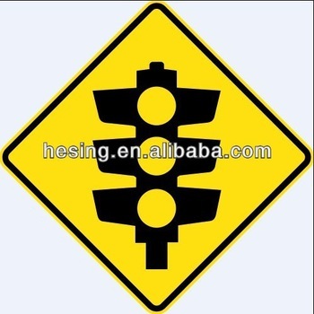 reflective yellow road traffic warning sign