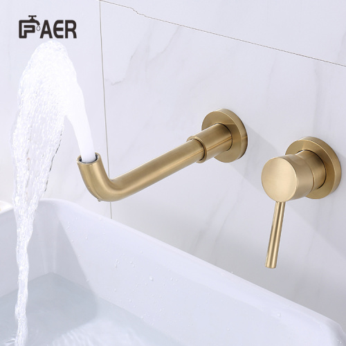 China Modern Brushed Gold Wall-Mounted Double-Hole Faucet Manufactory