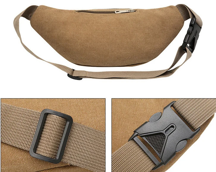 Factory Wholesale Cheap Canvas Men's Fanny Bag Chest Bag Hip Bags for Running Cycling Travel Mobile Phone Waist Bag