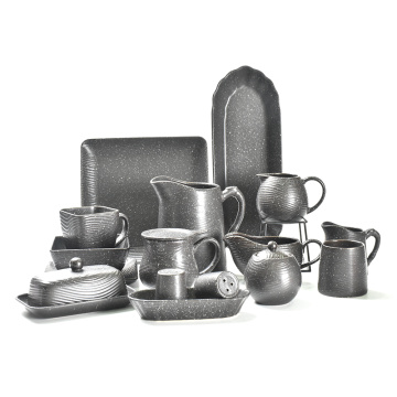 Amazon Ceramic Dinner Set Teller mattes schwarzes Geschirr