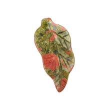 Unakite Handmade Craved Leaf for Home Decor (Approx 23X47MM)