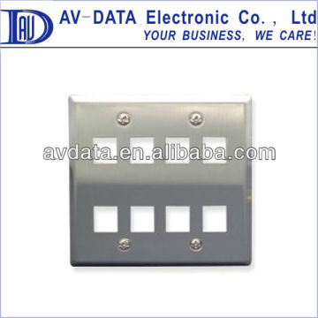 Stainless Steel Keystone Wall plate, 8 Keystone port, US 2-Gang type Wall Plate