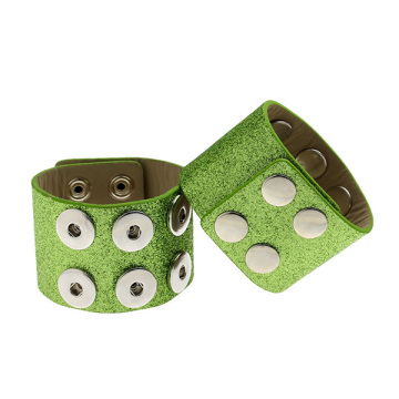 Green Color PU Leather Noosa Bangle Two Layers Wristband