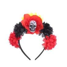 Rainbow Artificial Flower Skulls Headband for Halloween Party