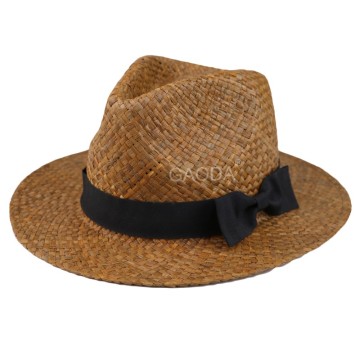 Straw belt panama hat brown panama fedora hats