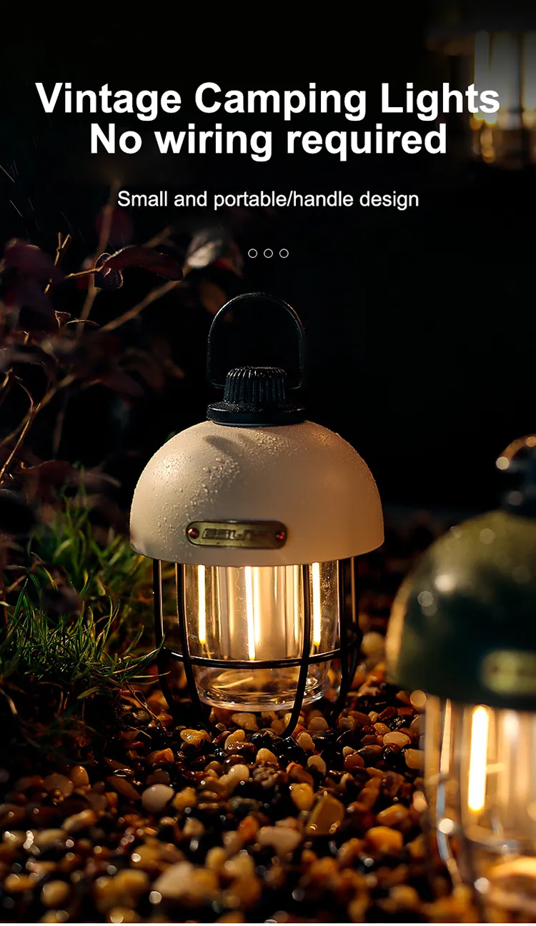 Retro LED Solar Camp Light with Built-in 18650 Battery