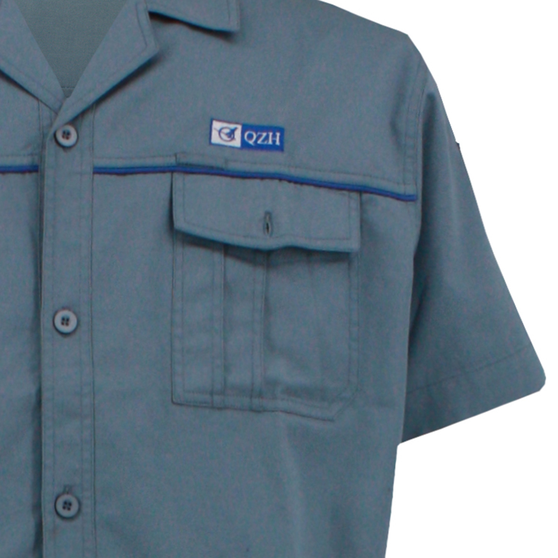 green-gray short sleeved workclothes