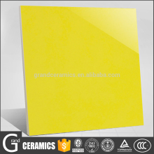 Glossy polished 600x600 porcelain tile pure yellow color