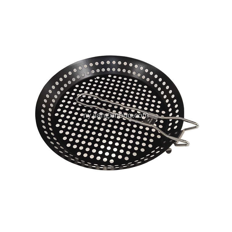 Non-Stick Round Grilling Wok yokhala ndi Handle Yopinda