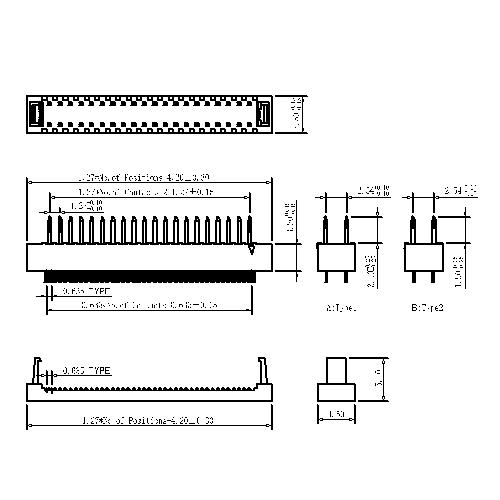 FDBS01 1.27x2.54mm DIP Plug Connector(Terminated Height 5.1)-Model