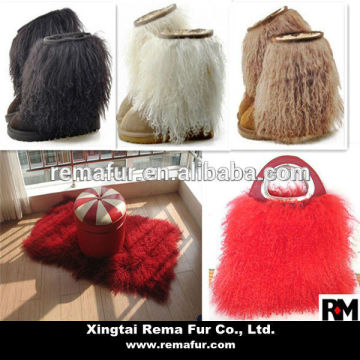 Long Hair Real Tibetan Sheepskin Fur Plates for Boots / Bags /Cushion