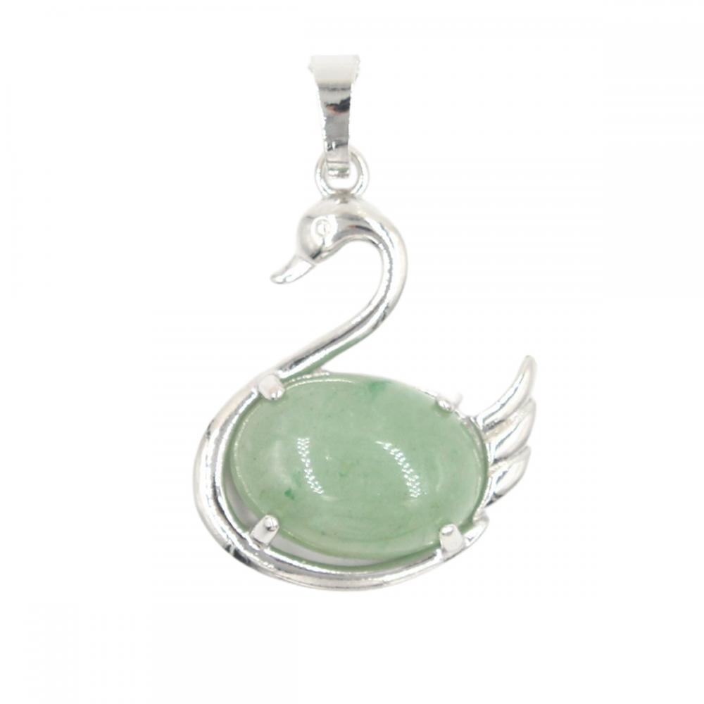 Swan Gemstone Swan Pendant Natural Stone Animal Silver plaqué Swan Pendants Pendants pour la fabrication de bijoux de bricolage