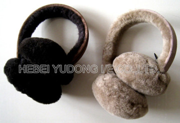 Warm genuine sheepskin earmuff