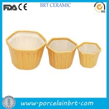 Set of 3 yellow good quality decorate ceramic Outdoor Pots