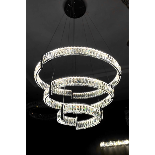 Modern Crystal 3 Tiers Ring Pendant Light for Home