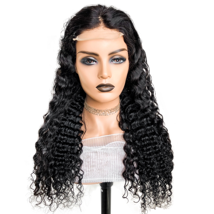 Wholesale Deep Wave Human Hair Wig Lace Front Wigs Brazilian Virgin Hair 4*4 Lace Closure Wigs for Black Women