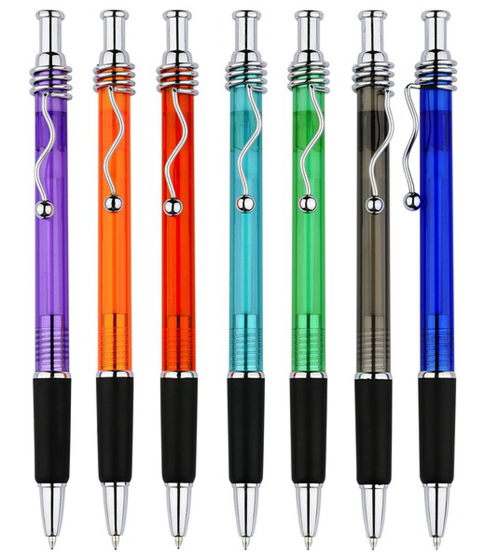 Slim Plastic Pen with Metal Curve Clip