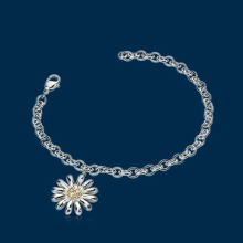 Delicate flower silver charm bracelet for women
