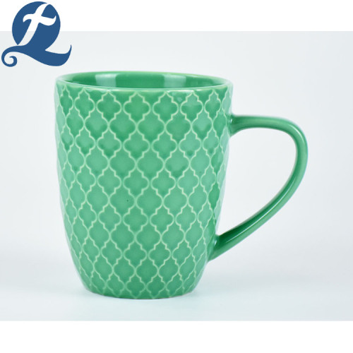 precio al por mayor taza de té de cerámica de relieve colorido