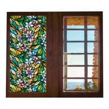 Green Plants and Flowers PVC Bedroom Door Stickers - Window Film for Glass