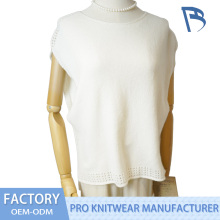 White Sleeveless Knit Top with Eyelet Trim