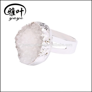 Wholesale Natural Crystal Quartz Topaz Geode Rings Bulk