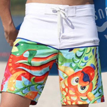 Patchwork Patchwork cintura con cordón pantalones cortos de natación para hombres
