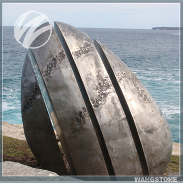 Shell Shaped Sandblasting Stainless Steel Art Seaside Sculpture