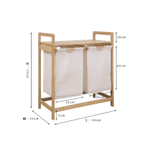 Bamboo Double-Drawer White Storage Rack