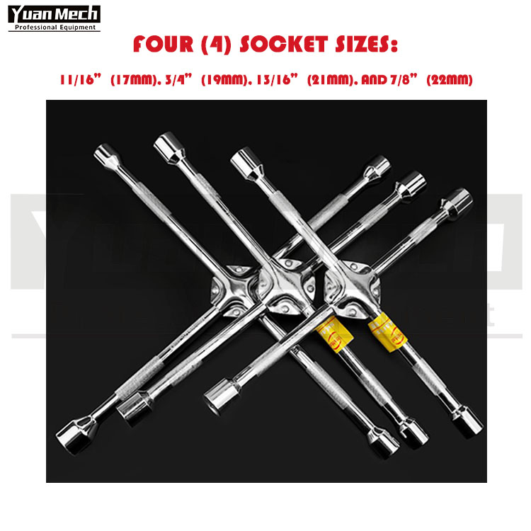 Tire Cross Rim Wrench Lug Wrench 4 Way