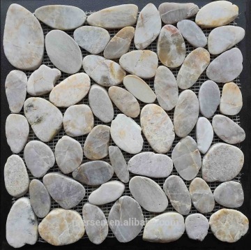ST02 Wall and Floor natural white cobblestone Stone Mosaic