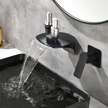 Matte Black in Wall Waterfall Spout Basin Faucet