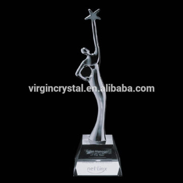 Art Top Quality Crystal Trophy With Crystal Base For VIP Trophy