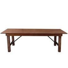 Round and Rectangular Solid Pine Wood Folding Dining Table for Events on a Farm