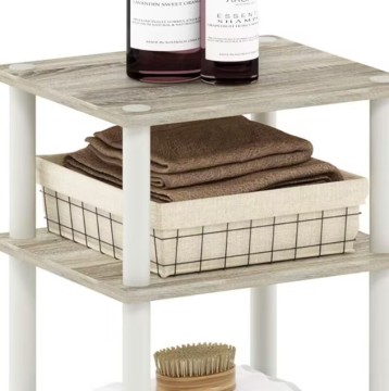 2 Tiers Side Table with Storage Drawer