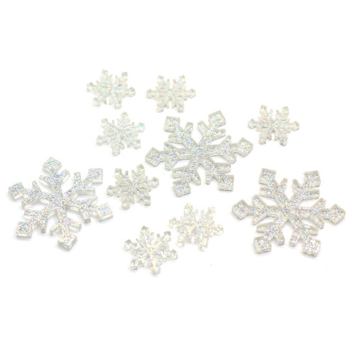 Hot koop Sneeuwvlok Transparante Plaksteen Hars Cabochon Voor DIY Art Decor Slaapkamer Bureau Ornamenten Kralen Charms