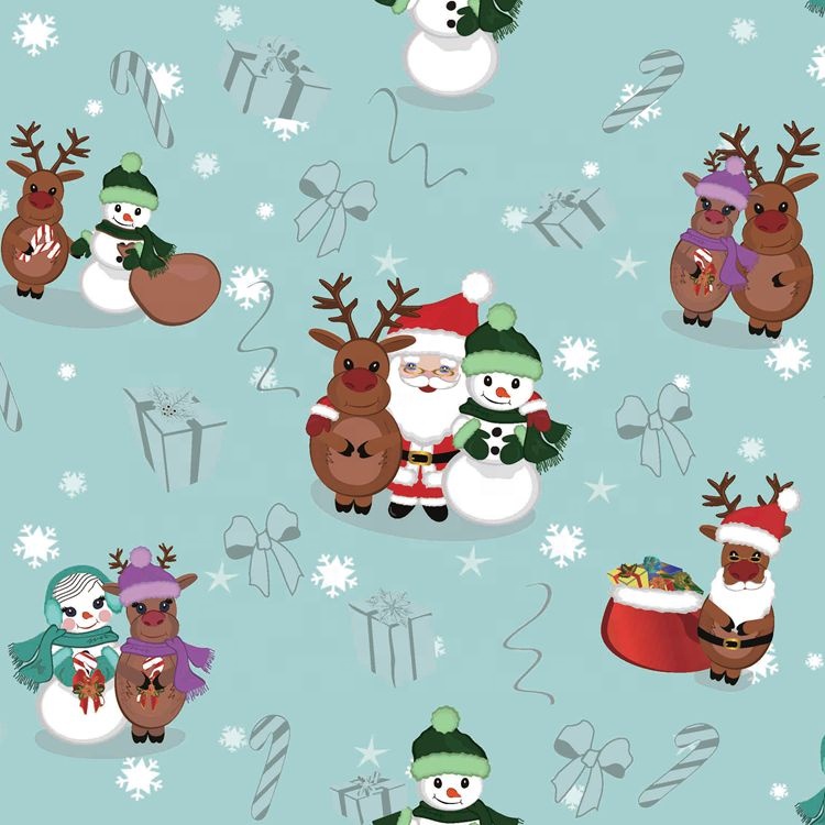 Christmas Woodland Print 100% Polyester Festlicher Stoff