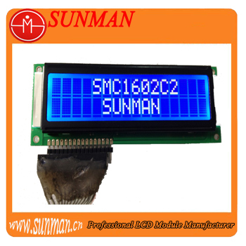 Chinese character lcd module 16x2 with white character and blue background