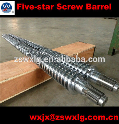 Bimetallic Conical twin screw and double hole barrel for recycled pvc profile extruder machine