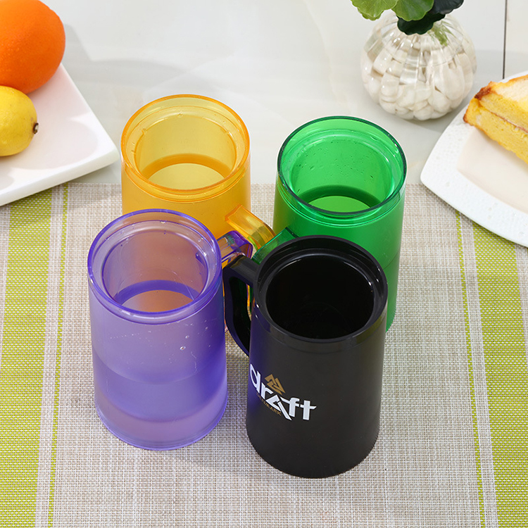 Sturdy Durable Plastic Beer Freezer Mugs, Cups, Double Wall Insulated Freezer Tumbler, Perfectly Cooling Glasses Mugs for Beer