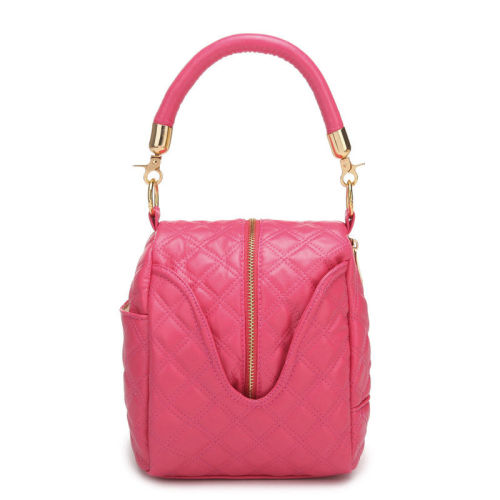 Pink Barrel Crossbody Leather Handbags Quilted / Grace , Candy Colors