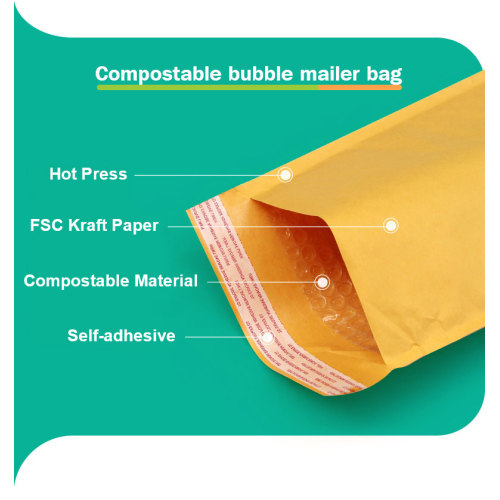 Kraft Paper Bubble Mailers Padded med selvlim lukking