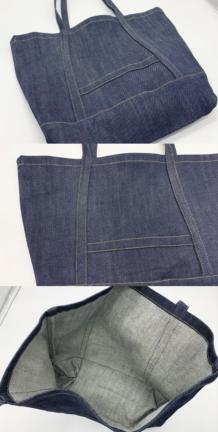 Sertifikat Kapas Organik Tersedia Gelvedge Denim Fabric Tas Handbag Tangan Wanita