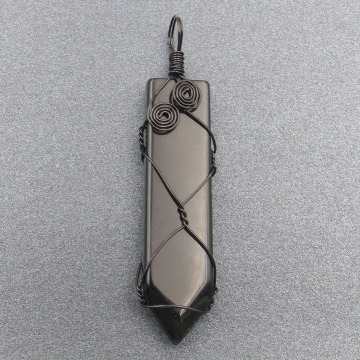 Retro natural crystal sword shaped manual winding pendant pine Opal Pendant Necklace for men and women